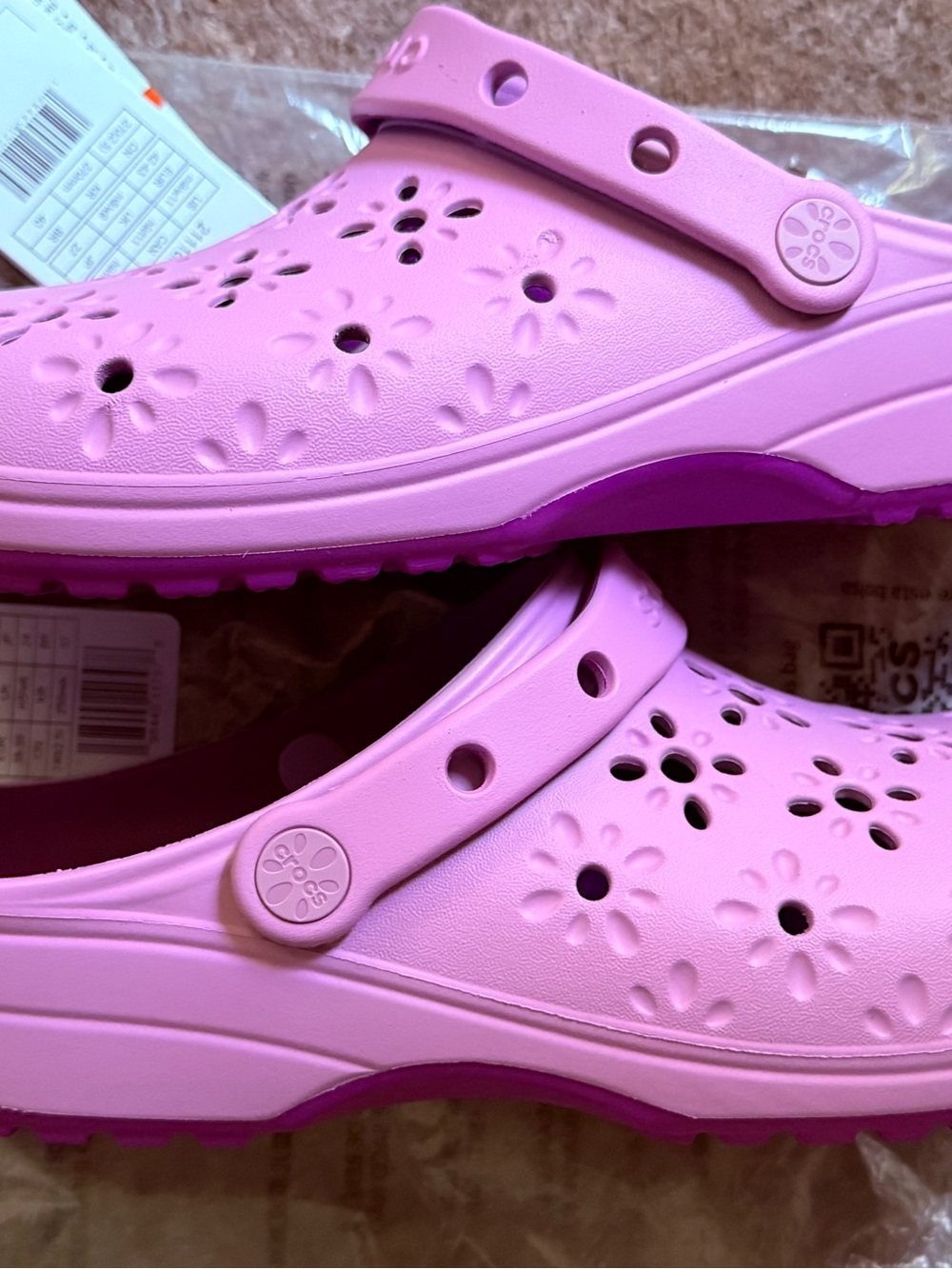 Crocs Pink Floral Slip-On Clog Sandals
